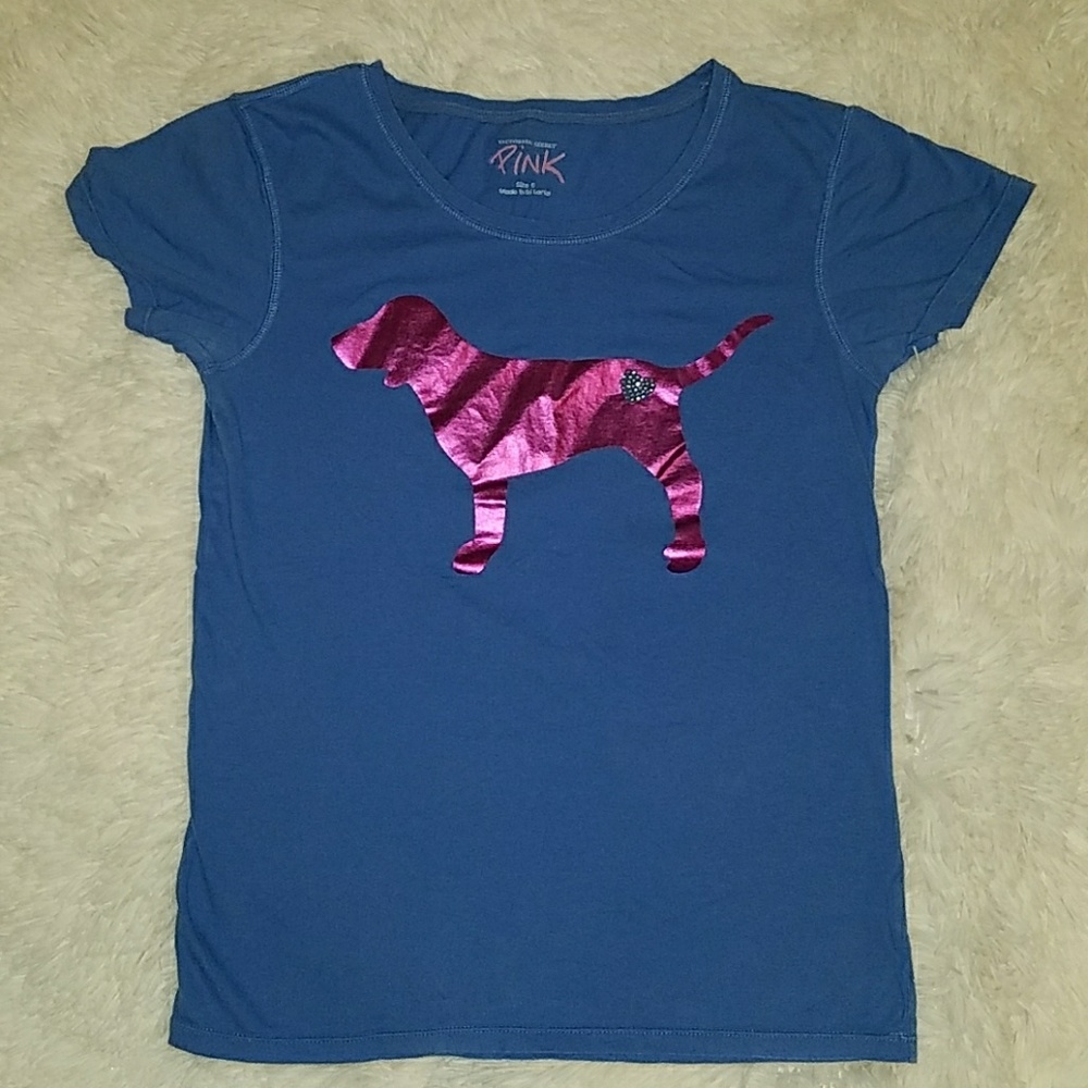 Victoria's Secret Pink Blue T Shirt Size Small